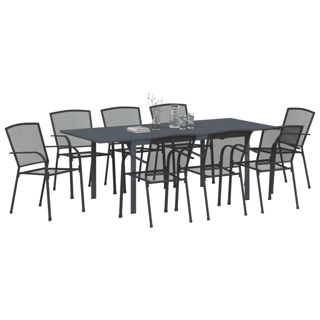 Set da Pranzo per Giardino 9 pcs Antracite Acciaio 3378834