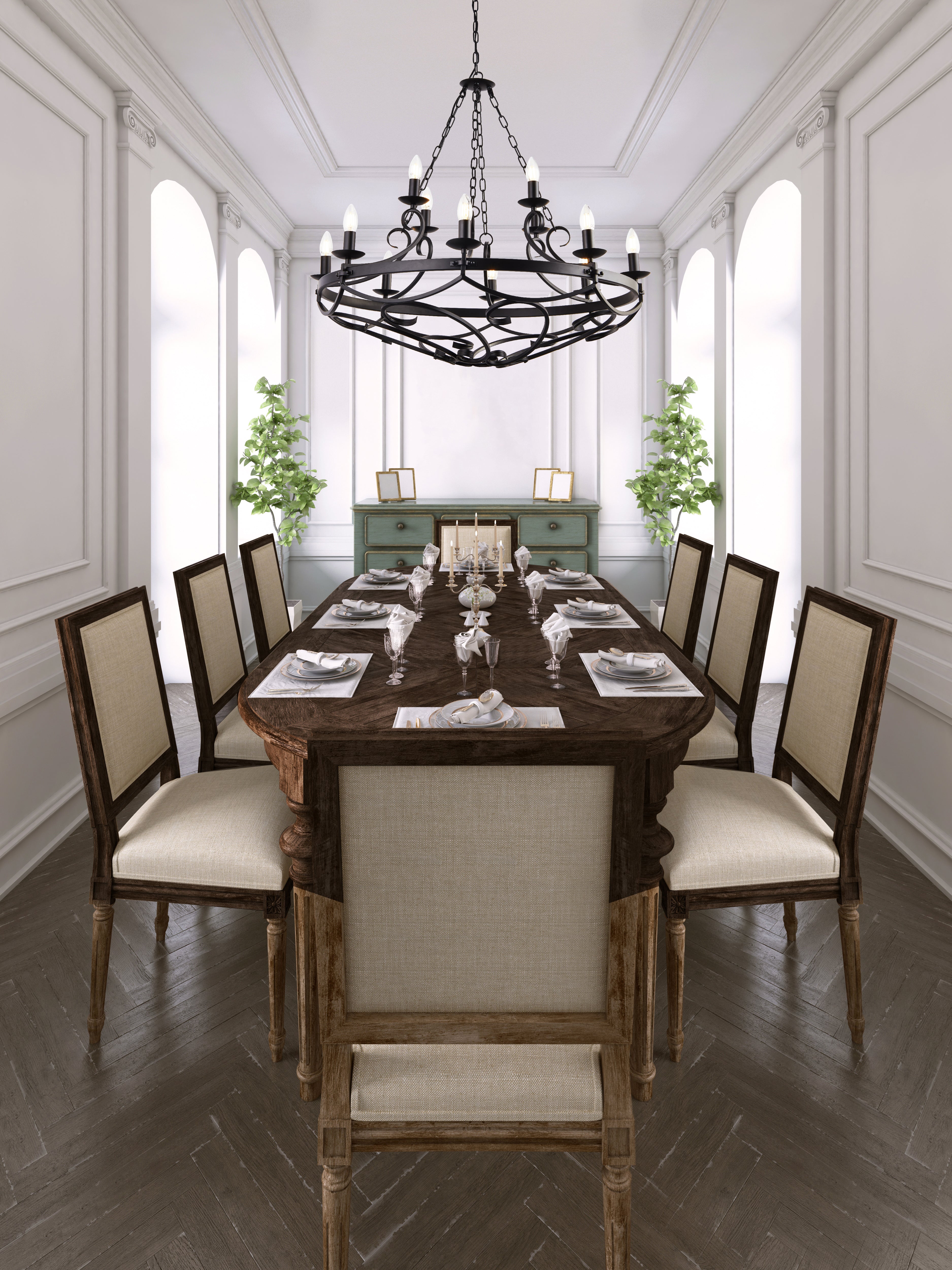 Lampadario Rustico-Country Cartwheel Iii Acciaio Nero 12 Luci E14