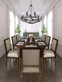 Lampadario Rustico-Country Cartwheel Iii Acciaio Nero 12 Luci E14