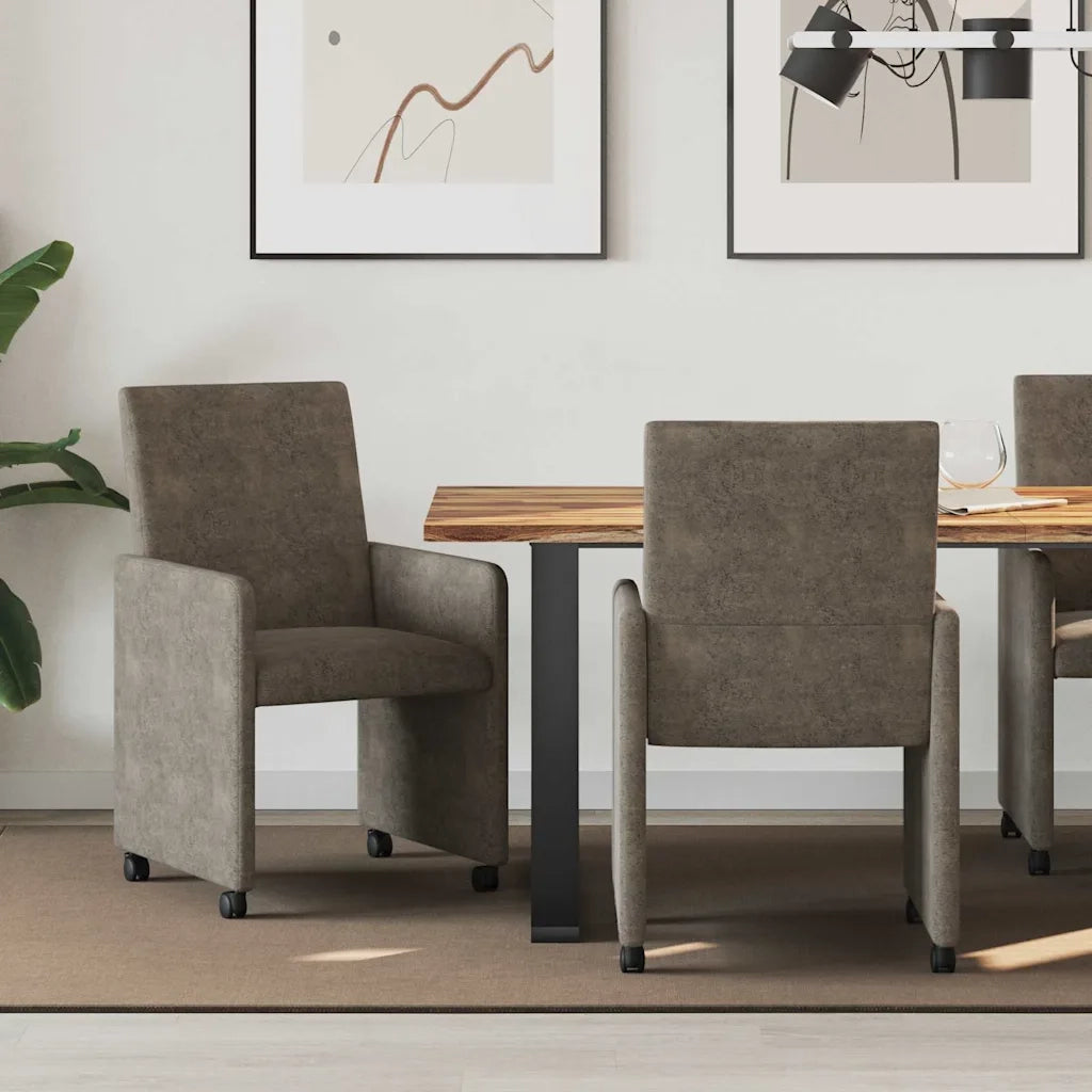 Sedie da Pranzo con Ruote 2 pcs Grigio scuro 57 x 66 x 94 cm 42017827