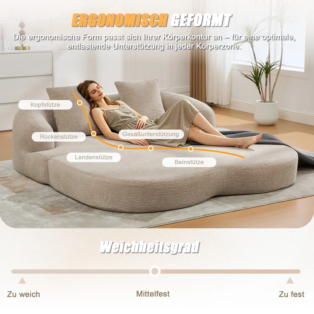 Divano letto 2 posti ¨C Minimal ¨C Chenille Tortora con 2 cuscini estraibile