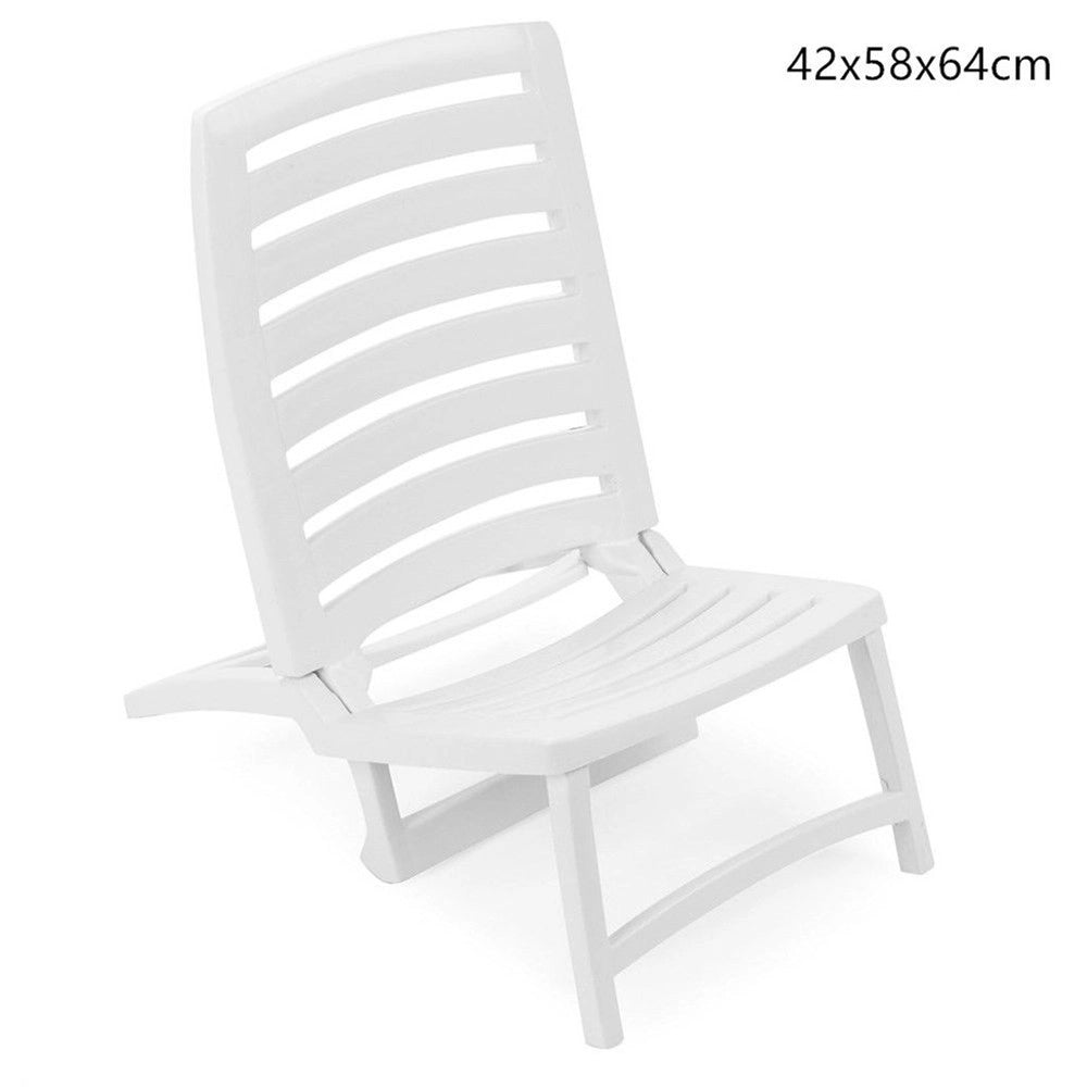 Trade Shop - Spiaggina Sedia Sdraio Da Spiaggia Design Basso Pieghevole Bianco 42x58xh64cm 862760 -