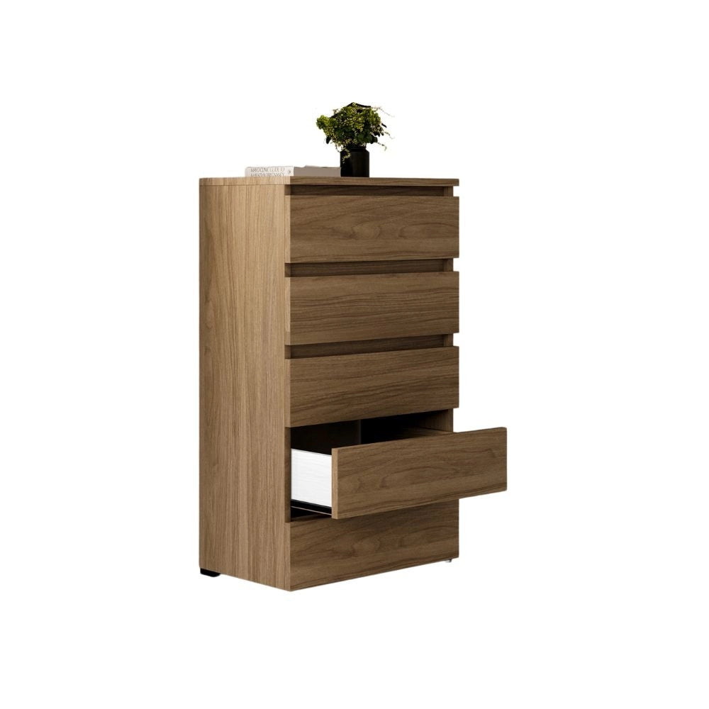 Cassettiera 5 cassetti 75x40x127 MONTATA colore noce naturale