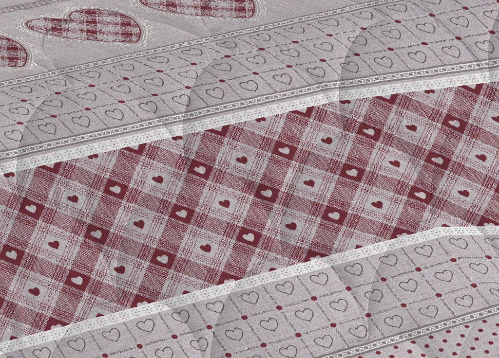 Trapunta Piumone Caldo Invernale Linea Pensieri Delicati Disegno Chalet - Singolo - Rosso