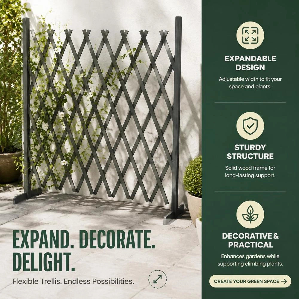 Garden Trellis Fence, Grey, 180x100 Cm, Solid Fir Wood