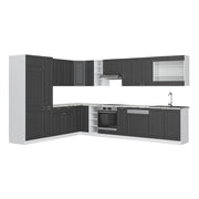 Cucina angolare completa Fame-Line Antracite-oro/Bianco 347 x 60 cm, PL Marmo Vicco