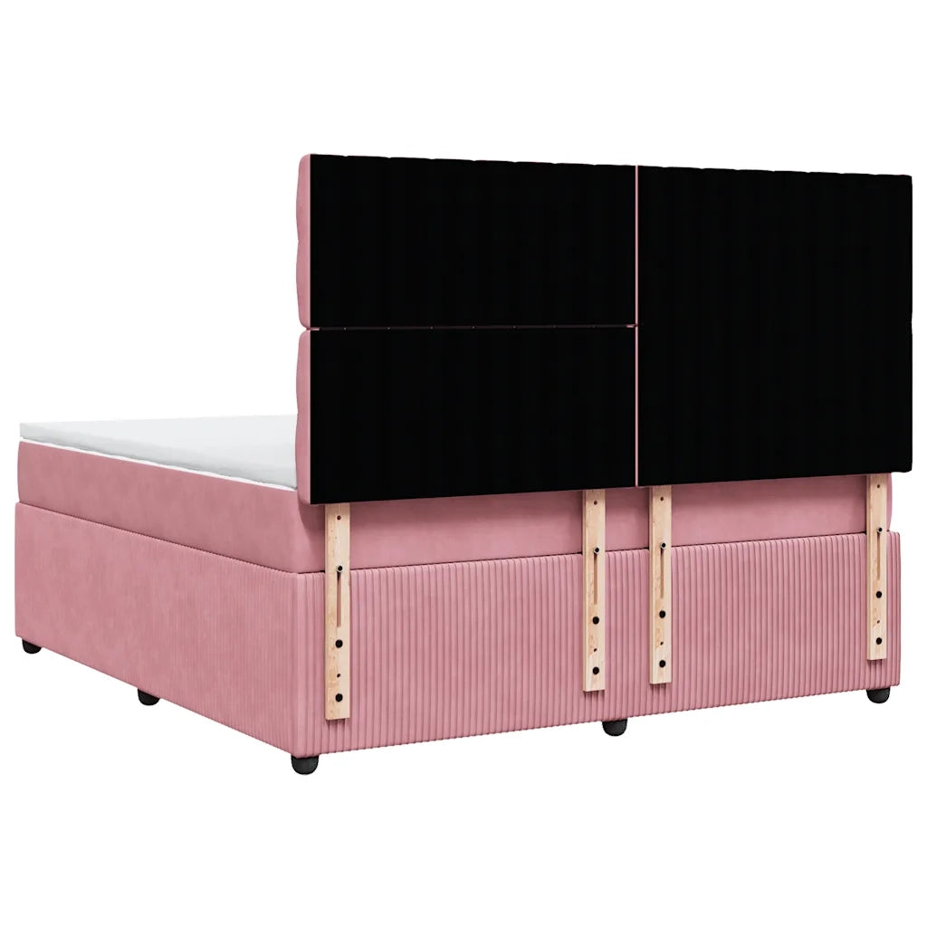 Giroletto a Molle con Materasso Rosa 180x200 cm in Velluto