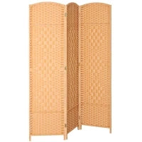 Paravento da interno in legno a 3 pannelli pieghevole, 135 x 180 cm, Marrone chiaro