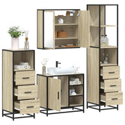 Set Mobili da Bagno 4 pz Rovere Sonoma in Legno Multistrato