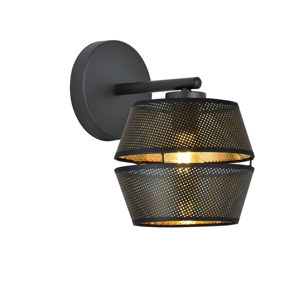 Applique Contemporanea 1 Luce Enea In Metallo Nero E Oro