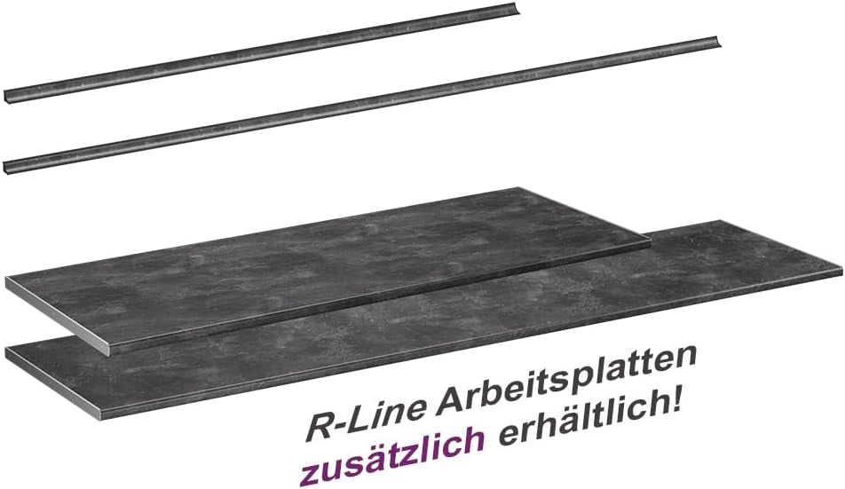 Top cucina R-Line, Antracite, 160 cm, adatto per il montaggio su mobili base e piani di lavoro