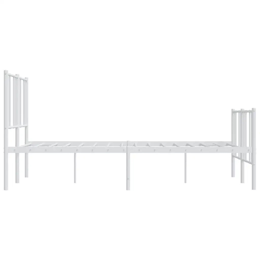 Giroletto con Testiera e Pediera-Struttura Letto Metallo Bianco 135x190 cm 766343
