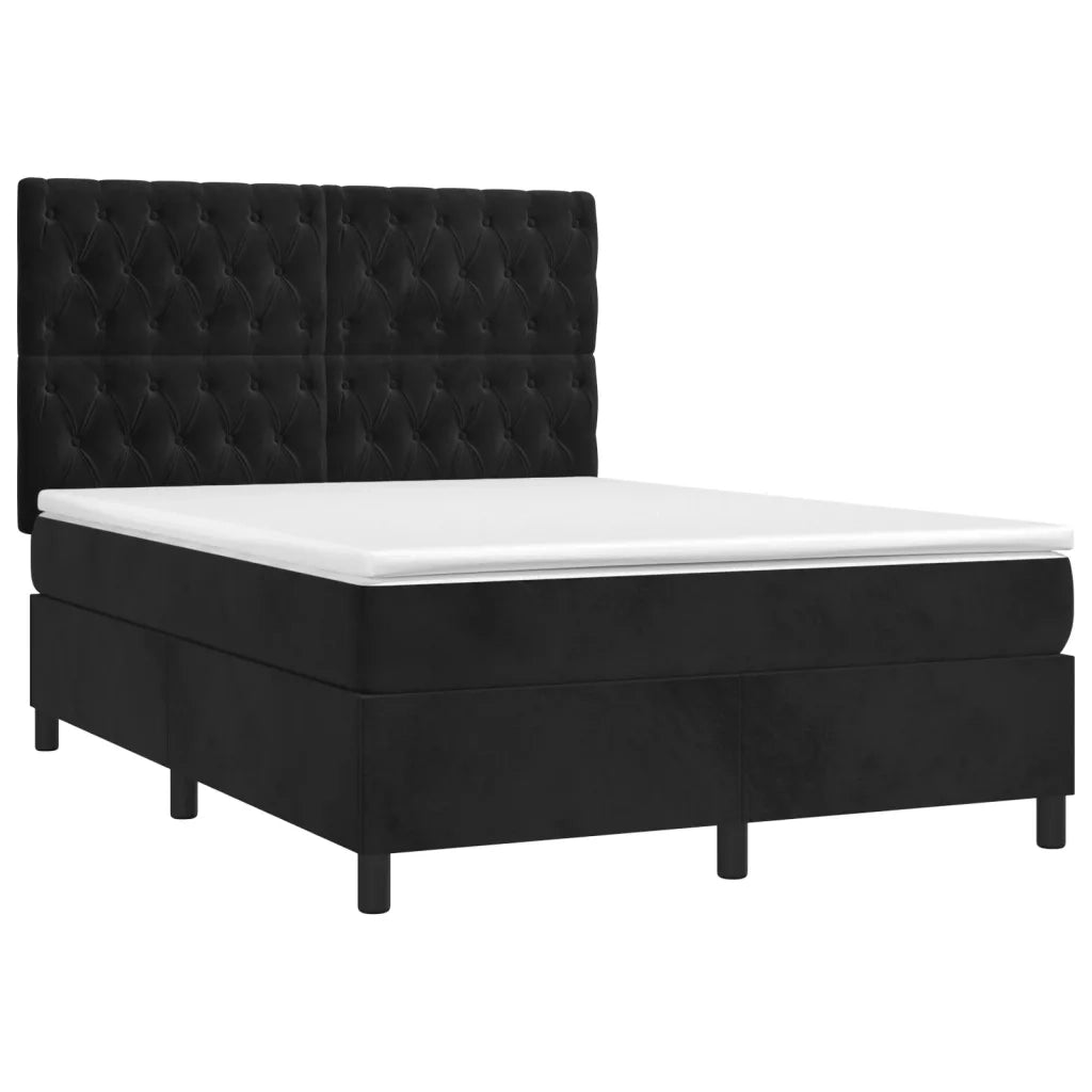 Giroletto a Molle con Materasso Nero 140x200 cm in Vellutocod mxl 99858