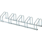 Rastrelliera Porta Biciclette 5 Posti 145×33×27 cm in Acciaio Argento