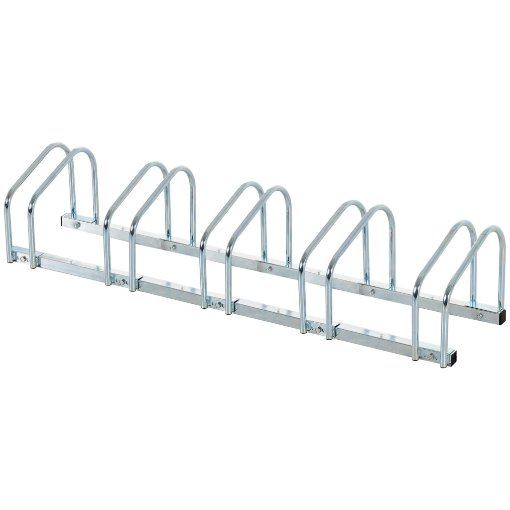 Rastrelliera Porta Biciclette 5 Posti 145×33×27 cm in Acciaio Argento