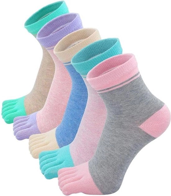 Calze per piedi - 5 paia - Calze yoga - Tessuto liscio - Senza cuciture fastidiose - Calze per runner per donne