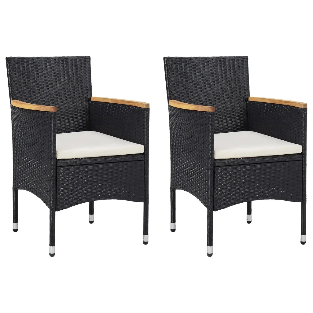 Set Mobili da Pranzo da Giardino 3 pz | Set Salotto da Giardino Nero Polyrattan e Acacia