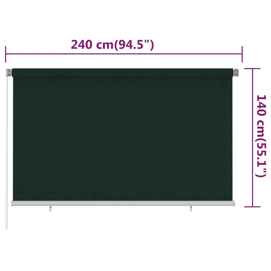 Tenda a Rullo per Esterni 240x140 cm Verde Scuro HDPE 312818