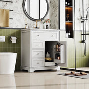 Mobile sottolavabo da bagno con lavabo integrato in ceramica, 4 cassetti e 1 anta, MDF bianco 76 × 46 × 87 cm