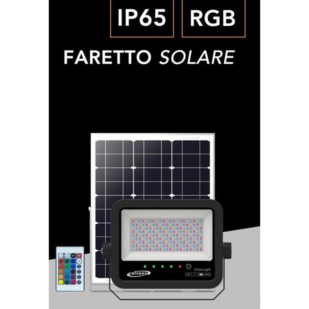 Trade Shop - Faro A Led Proiettore Con Pannello Solare 80w Rgb Con Telecomando Esterno Ip65 Sl-rgb-80w -