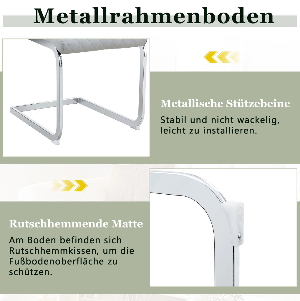 Set di 2 sedie da pranzo grigio chiaro con schienale alto