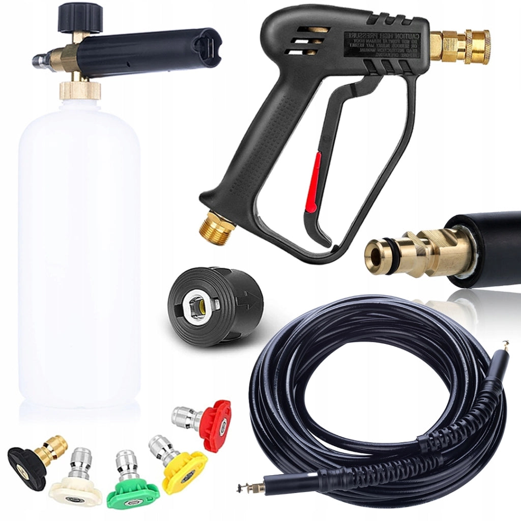 Set Pistola e Tubo Alta Pressione 10m con Schiumogeno – Compatibile con Idropulitrice Kärcher K2–K7 | 5 Ugelli | 200 BAR