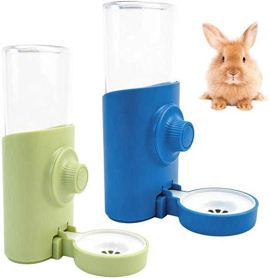 Dispensatore automatico per animali da compagnia 2 pezzi - Fusto appeso per coniglio/chinchilla - 600 ml - Materiale ecologico in plastica/duralluminio
