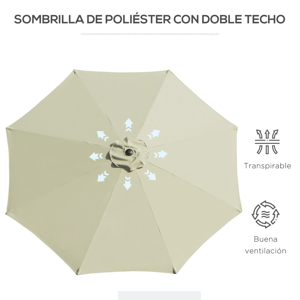 Ombrellone da Giardino con Manovella ¨C Zephmum ¨C Beige ?295x250 cm