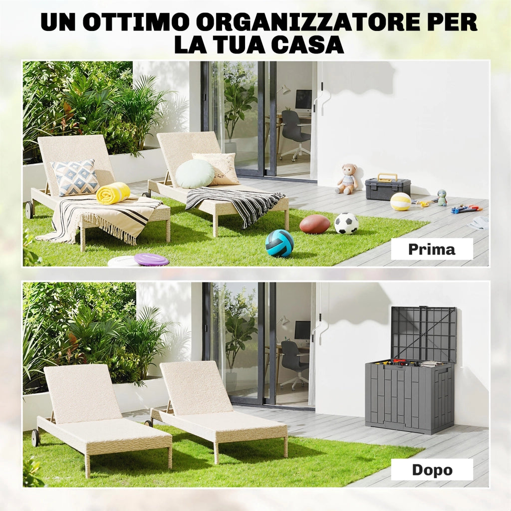 Baule da Giardino 114L in Resina ¨C zephmum ¨C Grigio 56x44x54 cm