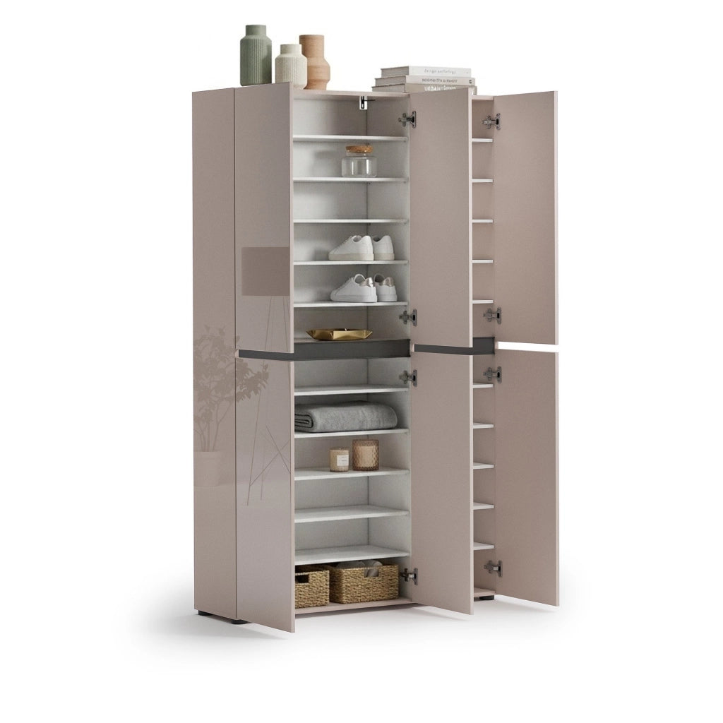 Sotto, Armadio Multiuso Grande 20 Ripiani Made in Italy, 120x200h cm Beige
