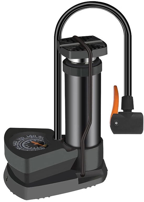Pompa per Biciclette Portatile - Con Manometro di Pressione - Adatta per Biciclette/ E-bikes/ Mountainbikes - Lega di Alluminio - Nero - Progettata per Risparmiare Energie