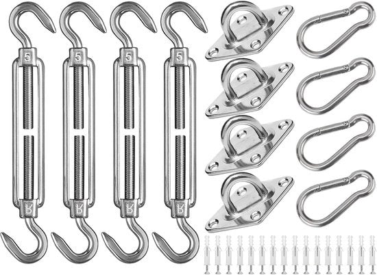 Set di fissaggio per parabrezza, set di fissaggio per parabrezza in acciaio inox per parabrezza rettangolare e quadrata per giardino e prato esterno, 44 pezzi