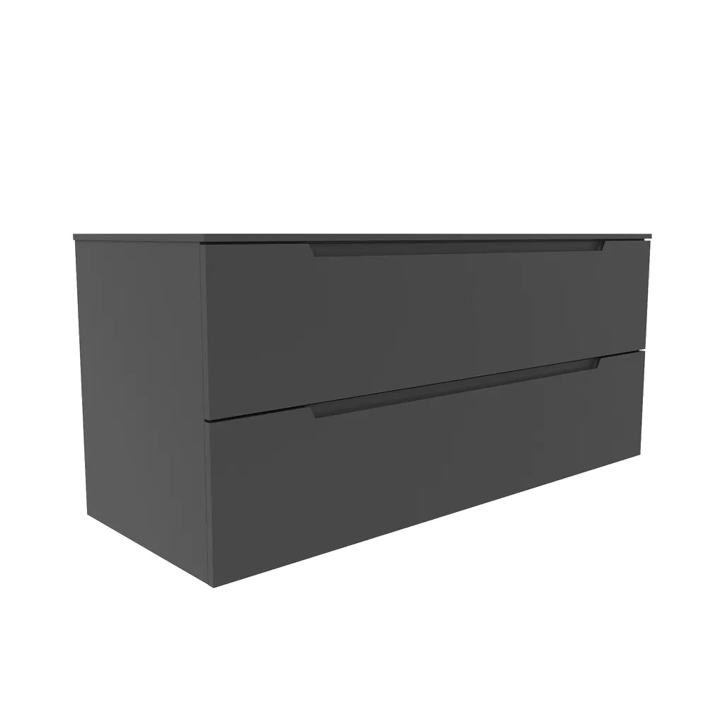 Mobile bagno sospeso 120cm grigio opaco due cassetti soft-close con top | Bako