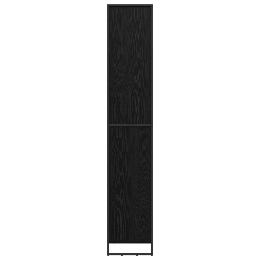 Set di 2 moderni mobili alti rettangolari per soggiorno pratici contenitori 79 x 36 x 200 cm realizzati in legno di rovere nero 02_0056103