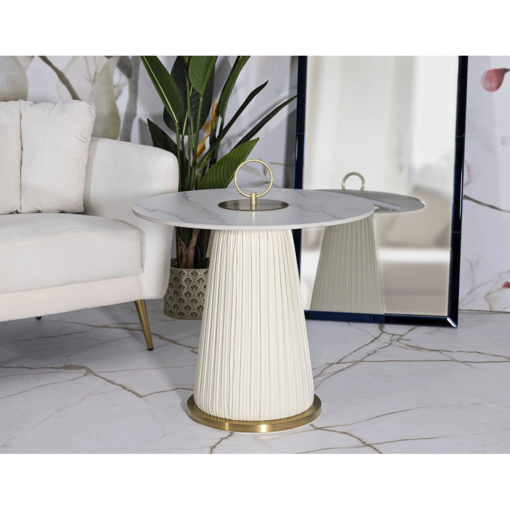 Tavolino VKH704, Beige, Ceramica, 54x60x60 cm
