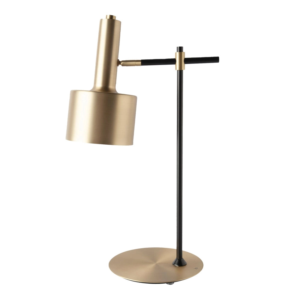 Lampada da tavolo alluminio oro e acciaio nero