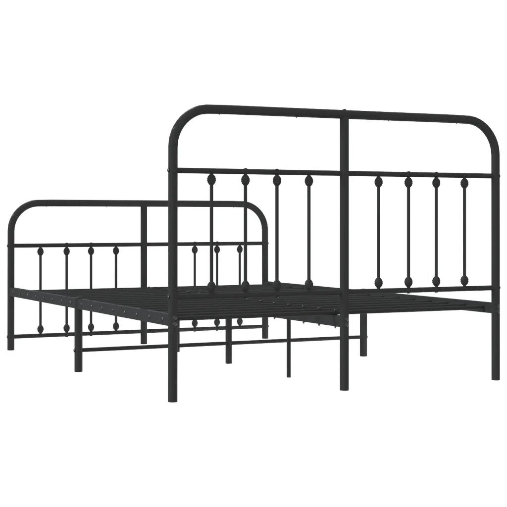 Giroletto con Testiera e Pediera Metallo Nero 140x200 cm 352597
