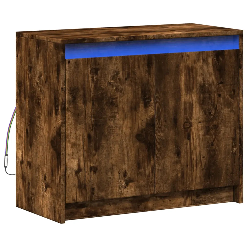 Credenza con LED Rovere Fumo 72x34x61 cm in Legno Multistrato 852177