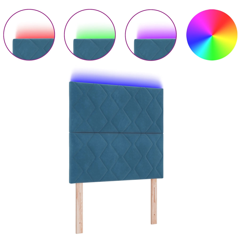 Testata LED Design a Blocchi di Diamante Blu Scuro 90 cm Velluto