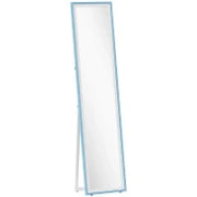 Specchio da Terra a Figura Intera con Cornice in MDF Rettangolare con 2 Modalità d'Uso 37x4x157 cm Bianco e Blu