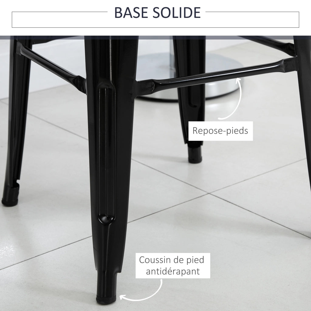Sgabello da Bar con Schienale ¨C Zephmum ¨C Struttura in Metallo, Colore Nero, Altezza Seduta 76 cm