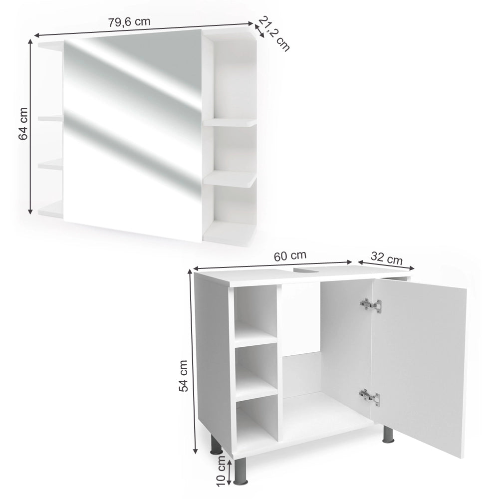 Vicco Set mobili bagno Bianco 2 parti