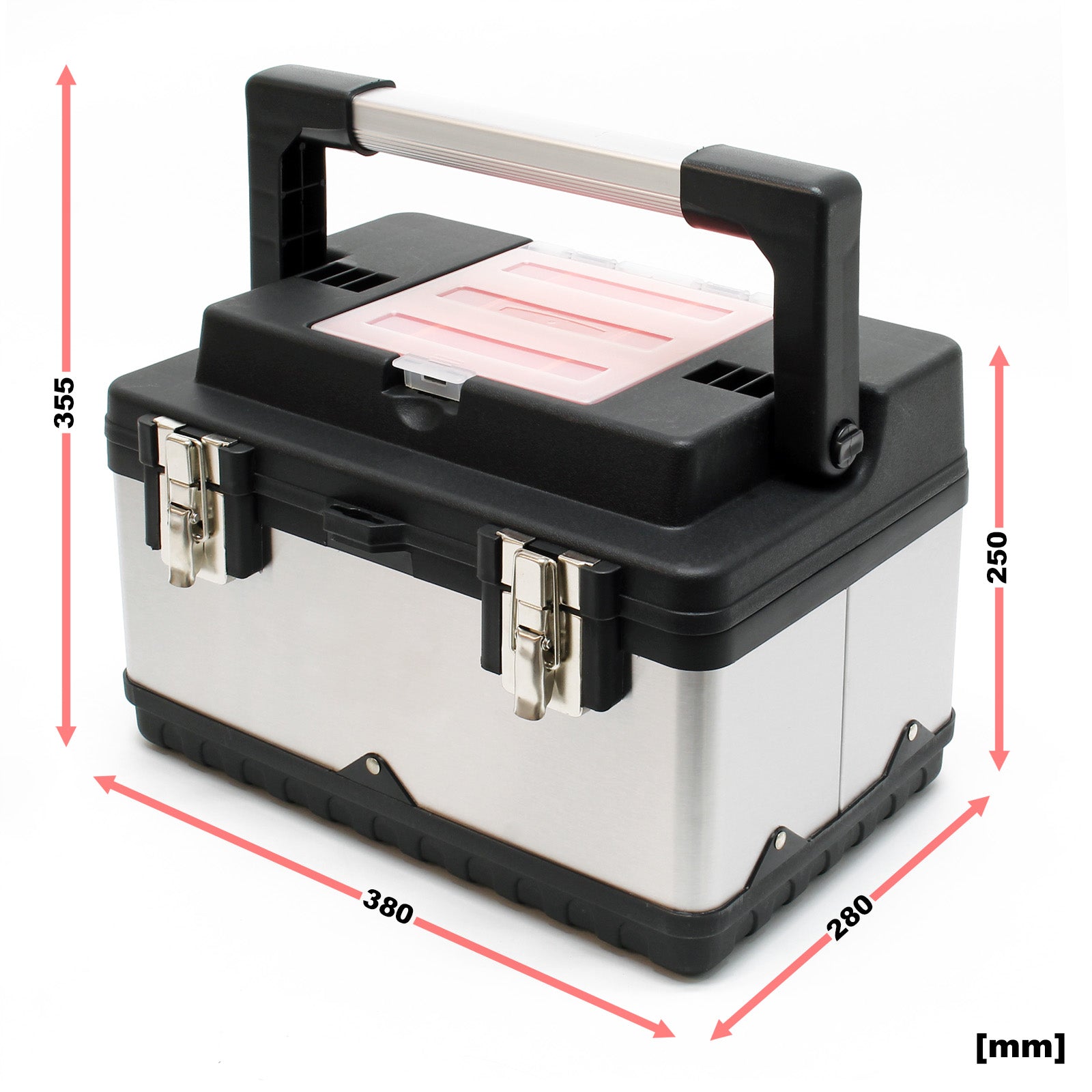 Valigetta porta attrezzi Cassetta Acciaio inox con telaio in plastica Con portautensili e maniglia