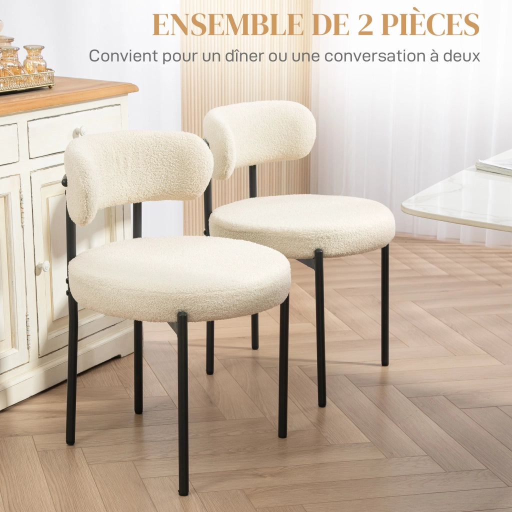 Set di 2 sedie da pranzo con schienale in tessuto e gambe in metallo ¨C zephmum ¨C beige nero 51x51x76 cm