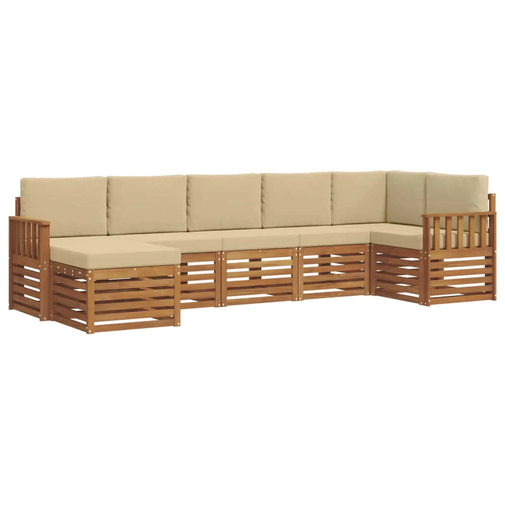 Set divano sezionale con cuscino 7 pcs Naturale e Beige 3375163