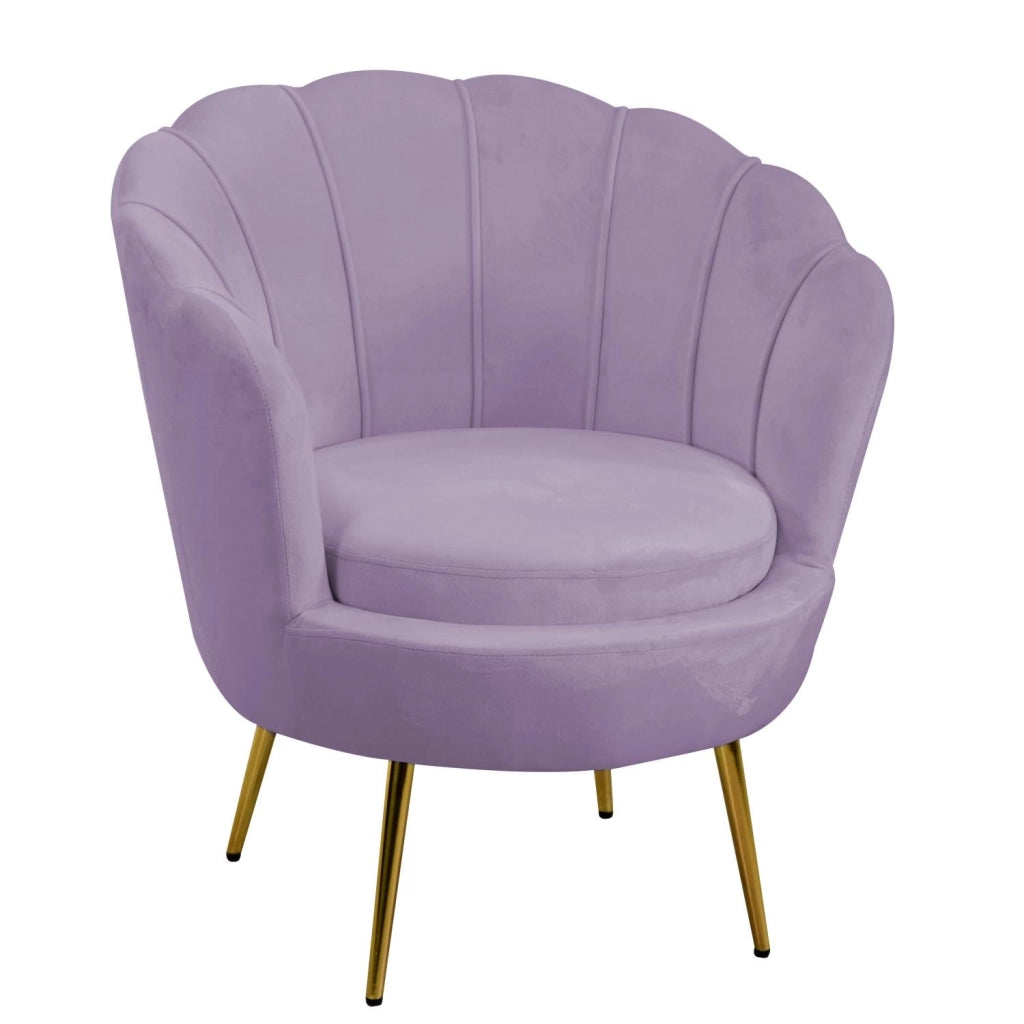 Poltrona Imbottita 73x72xh49/77 cm in Tessuto Velluto Tulipan Viola