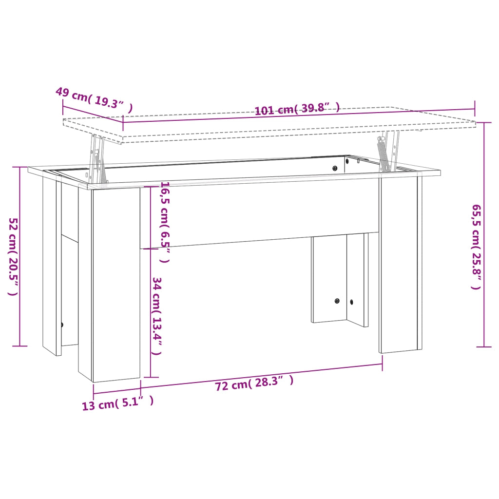 Tavolino Salotto Grigio Cemento 101x49x52 cm Legno Multistrato 809687