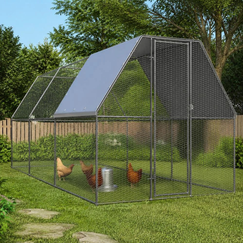 Outdoor Chicken Coop 2x6x2 M Galvanized Steel