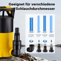 Pompa sommersa ad aspirazione piatta 3in1 1100 W, portata 18000 l/h, per acque chiare e scure, con galleggiante e termoregolazione, per cantine, stagni, piscine, pozzi