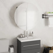 Armadio da Bagno con Specchio Rotondo e LED Grigio 47x47x17,5cm 345585